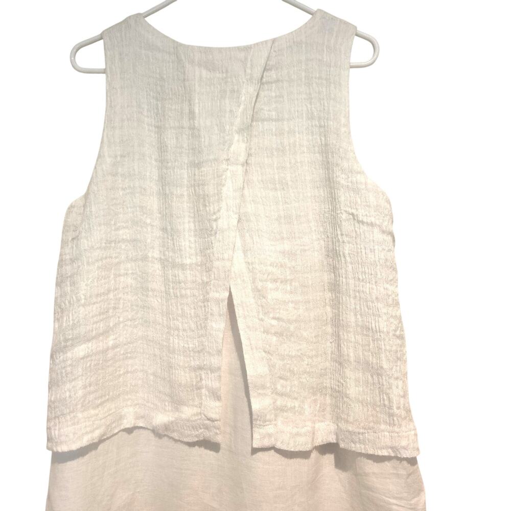 Pure Jill Linen Maxi Dress White Cotton Gauze Layered Shift L Lagenlook - Picture 5 of 8